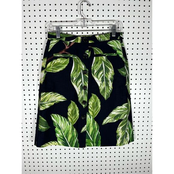 Ann Taylor Palm print linen blend skirt size 4P - Picture 1 of 6